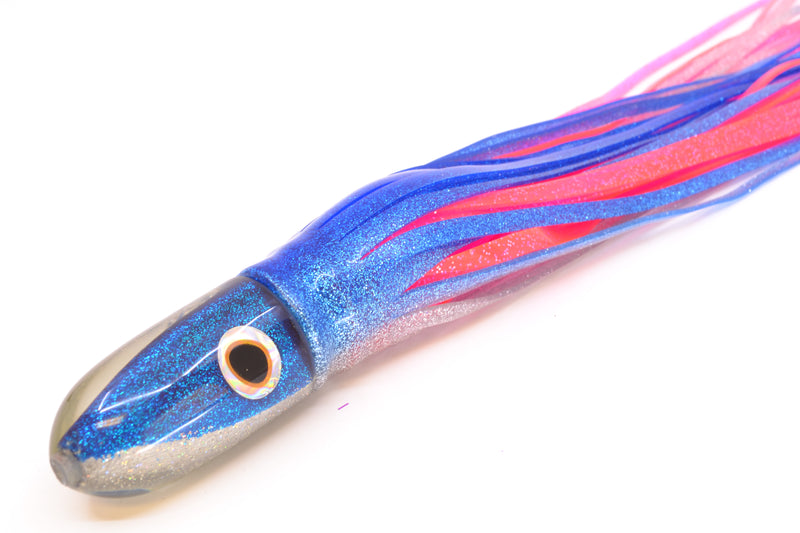 Jackpot Lures Blue-Silver Fish Head Small Bullet 9" 7oz Skirted Blue-Silver/Pink