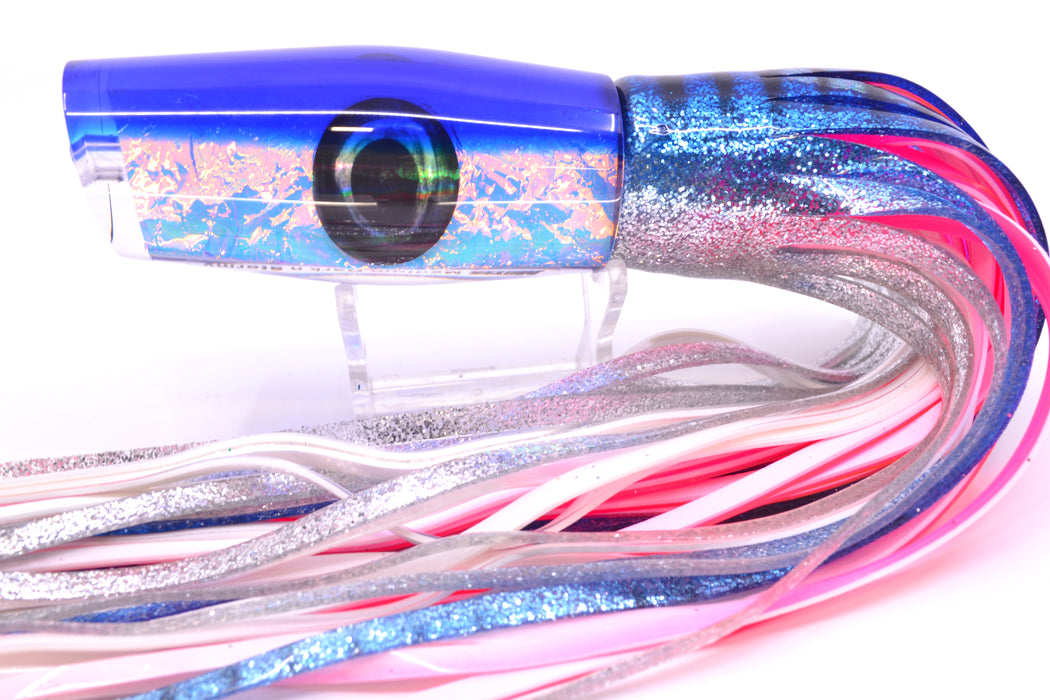 Moyes Lures Blue-Pink Dichro Blue Back Medium Dark-N-Stormy 12" 8.5oz Skirted Blue Aurora