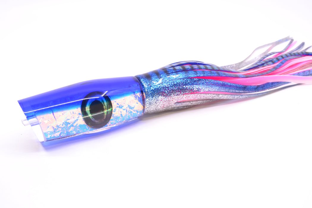 Moyes Lures Blue-Pink Dichro Blue Back Medium Dark-N-Stormy 12" 8.5oz Skirted Blue Aurora