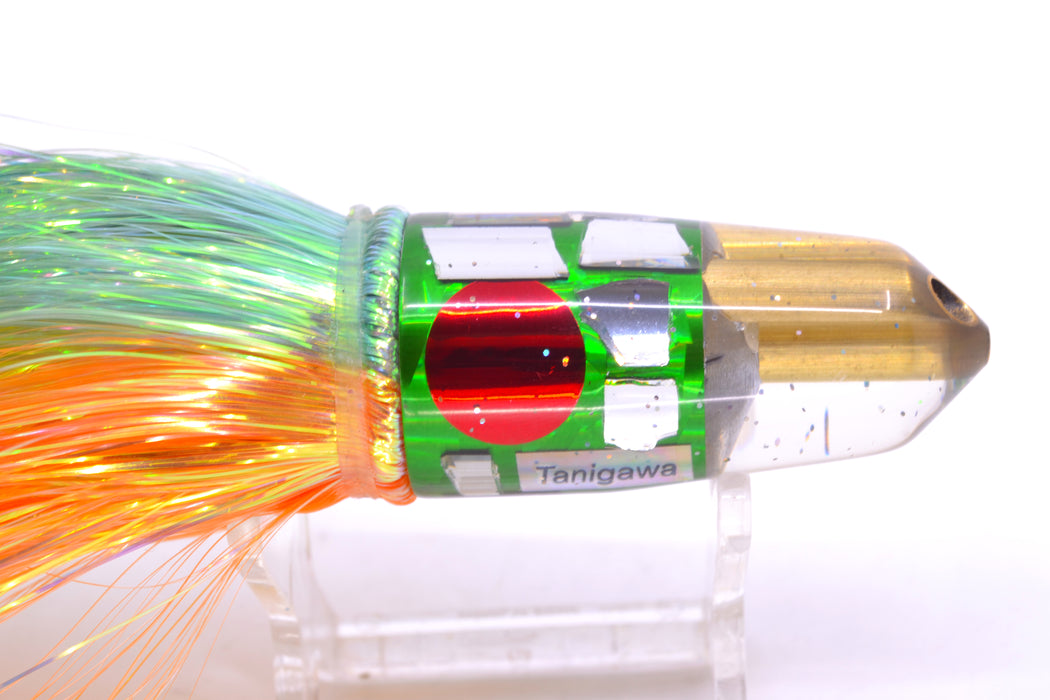 Tanigawa Lures Green Rainbow Cracked Glass 2-Hole Bullet 7" 6oz Flashabou Green-Orange