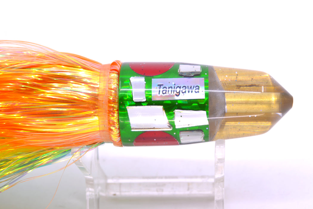 Tanigawa Lures Green Rainbow Cracked Glass 2-Hole Bullet 7" 6oz Flashabou Green-Orange