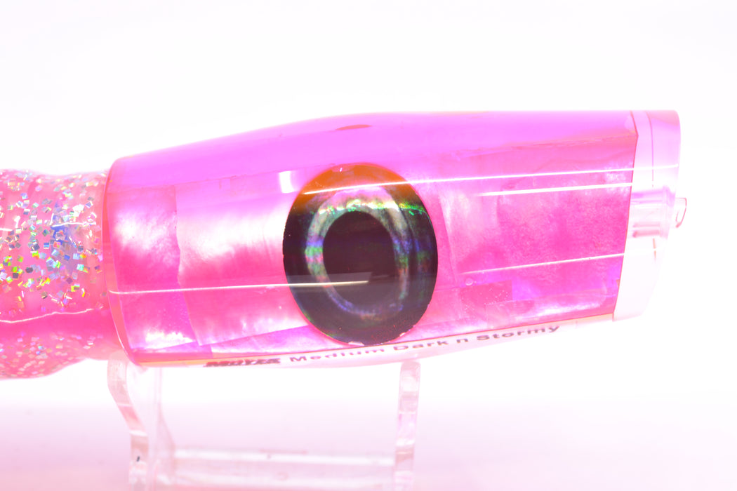Moyes Lures Pink MOP Pink Back Taxi Eyes Medium Dark-N-Stormy 12" 8.5oz Skirted