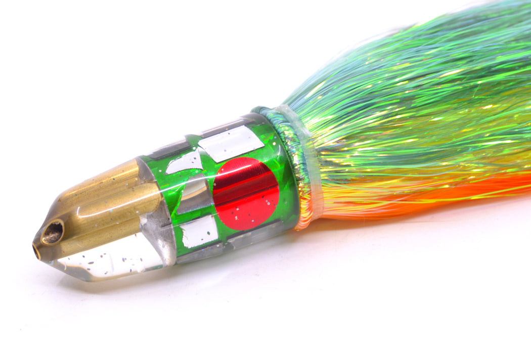 Tanigawa Lures Green Rainbow Cracked Glass 2-Hole Bullet 7" 6oz Flashabou Green-Orange