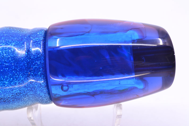 Coggin Lures Rainbow Dichro Blue-Red Back 4-Hole Copa Teardrop Slant 12" 9.4oz Skirted