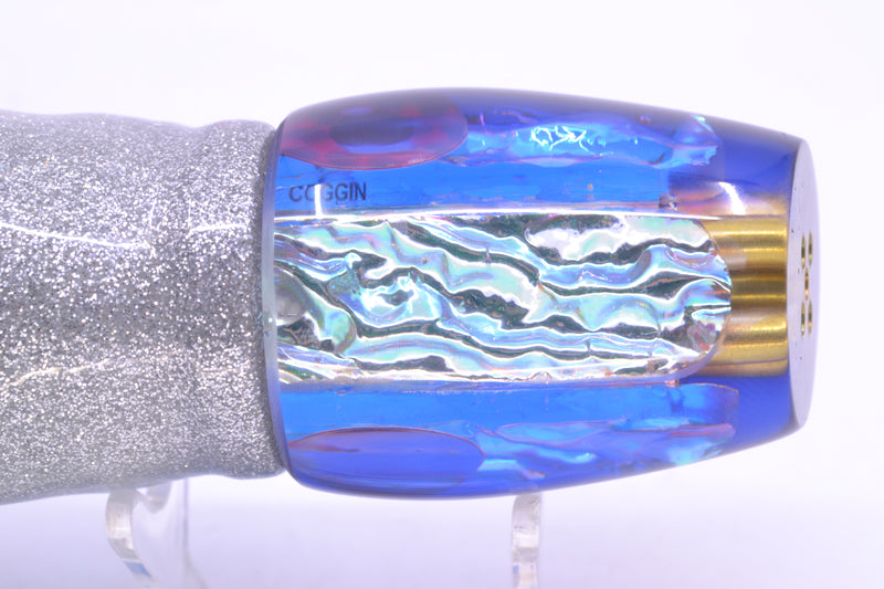 Coggin Lures Rainbow Dichro Blue-Red Back 4-Hole Copa Teardrop Slant 12" 9.4oz Skirted