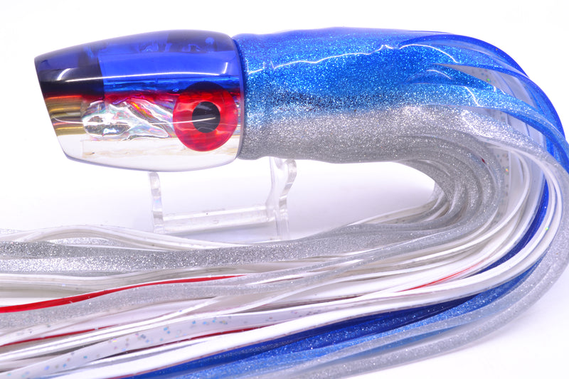 Coggin Lures Rainbow Dichro Blue-Red Back 4-Hole Copa Teardrop Slant 12" 9.4oz Skirted