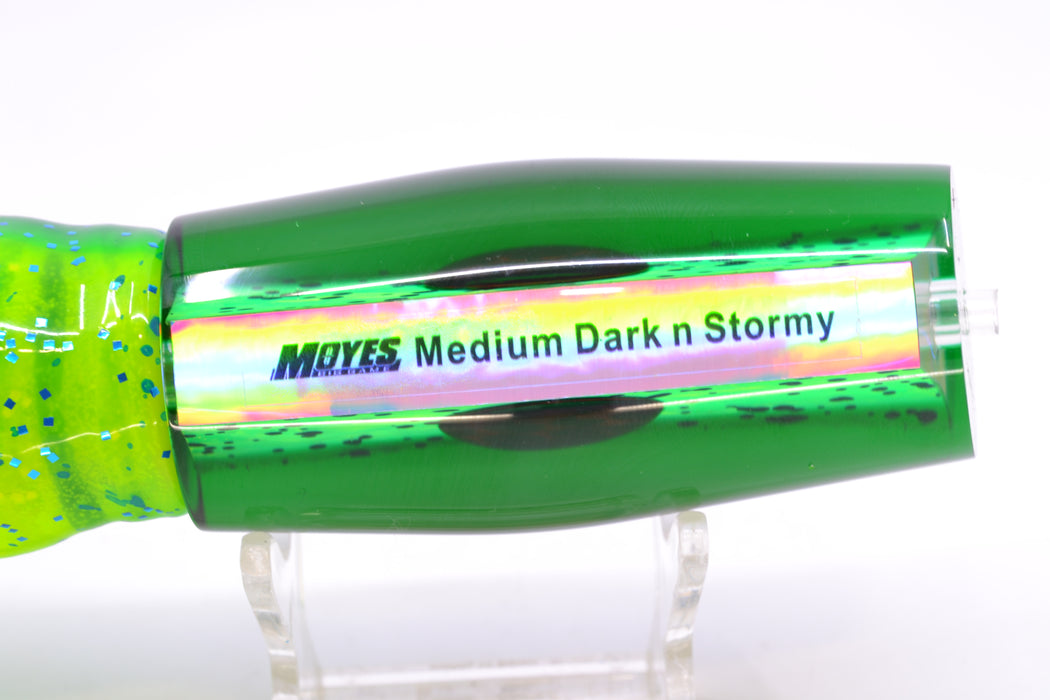 Moyes Lures Mahi MOP Green Back Red Eyes Medium Dark-N-Stormy 12" 8.5oz Skirted