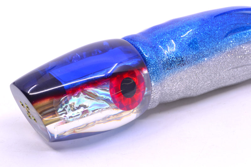 Coggin Lures Rainbow Dichro Blue-Red Back 4-Hole Copa Teardrop Slant 12" 9.4oz Skirted