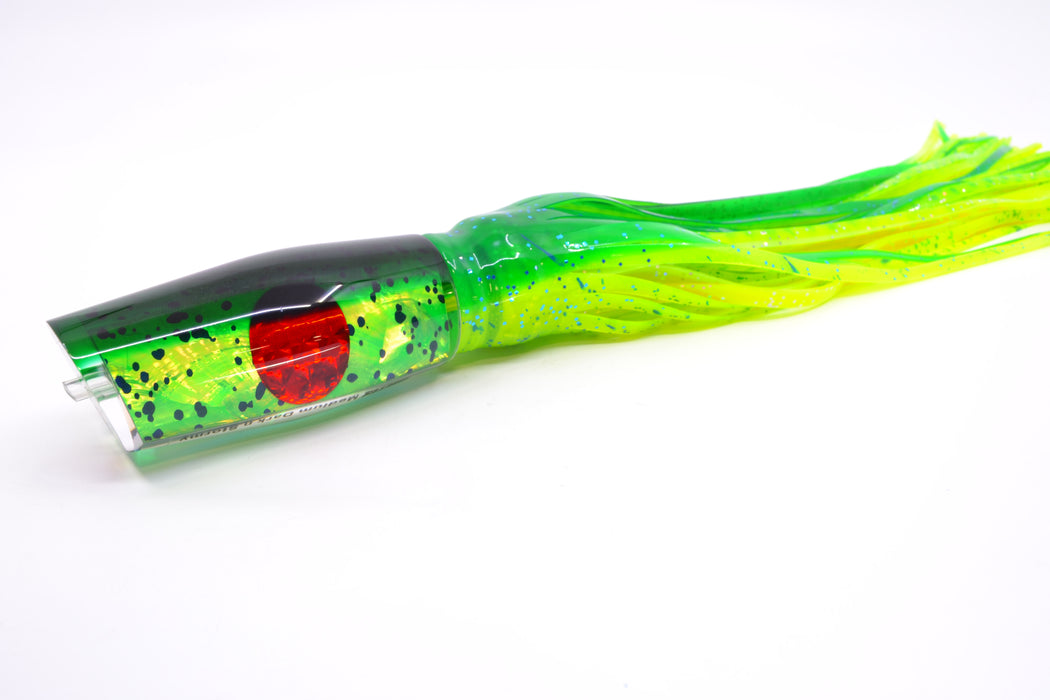 Moyes Lures Mahi MOP Green Back Red Eyes Medium Dark-N-Stormy 12" 8.5oz Skirted