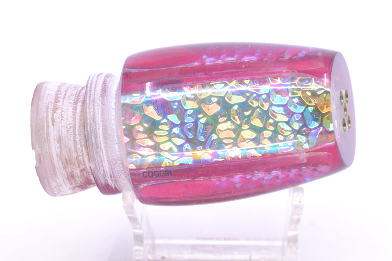 Coggin Lures Ice Rainbow Dichro Purple Back Black-Red Eyes 4-Hole Copa Teardrop Slant 12" 6oz