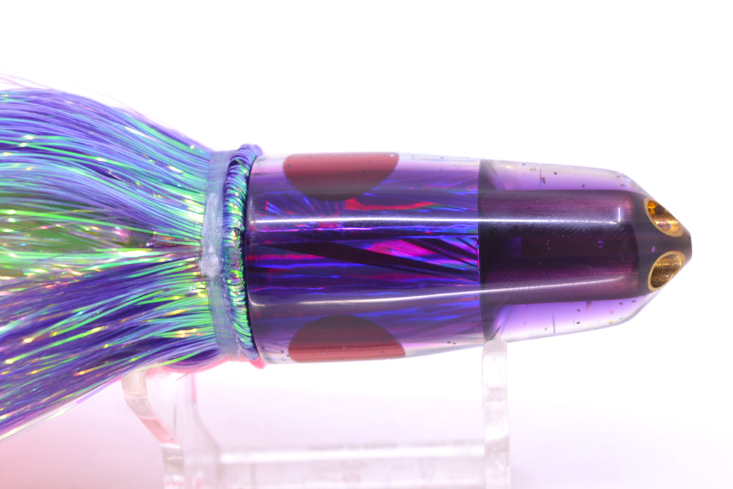 Tanigawa Lures Silver Starburst Purple Back 2-Hole Bullet 7" 6oz Flashabou Purple-Pink