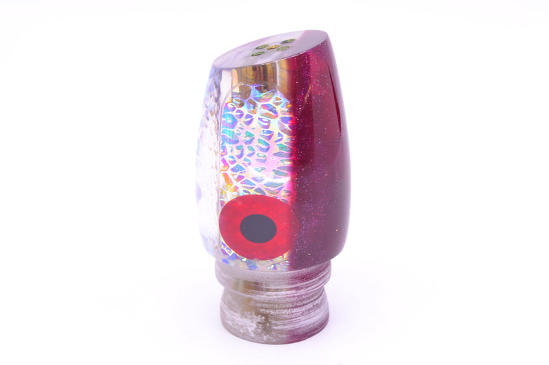 Coggin Lures Ice Rainbow Dichro Purple Back Black-Red Eyes 4-Hole Copa Teardrop Slant 12" 6oz