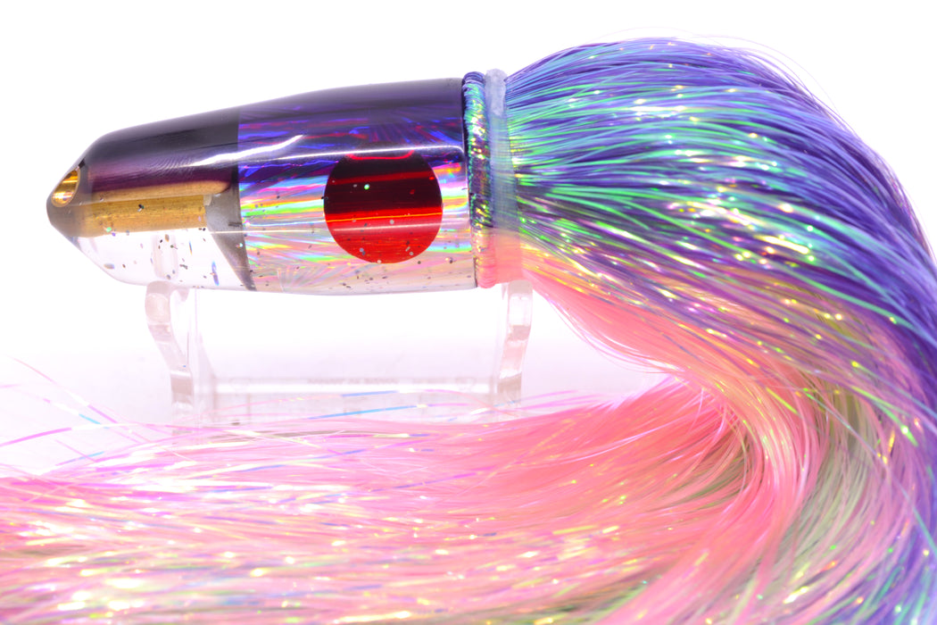 Tanigawa Lures Silver Starburst Purple Back 2-Hole Bullet 7" 6oz Flashabou Purple-Pink