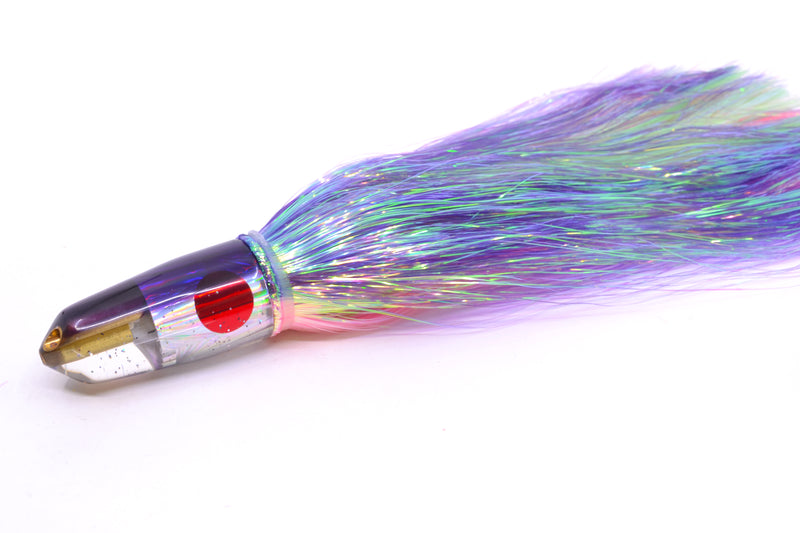 Tanigawa Lures Silver Starburst Purple Back 2-Hole Bullet 7" 6oz Flashabou Purple-Pink