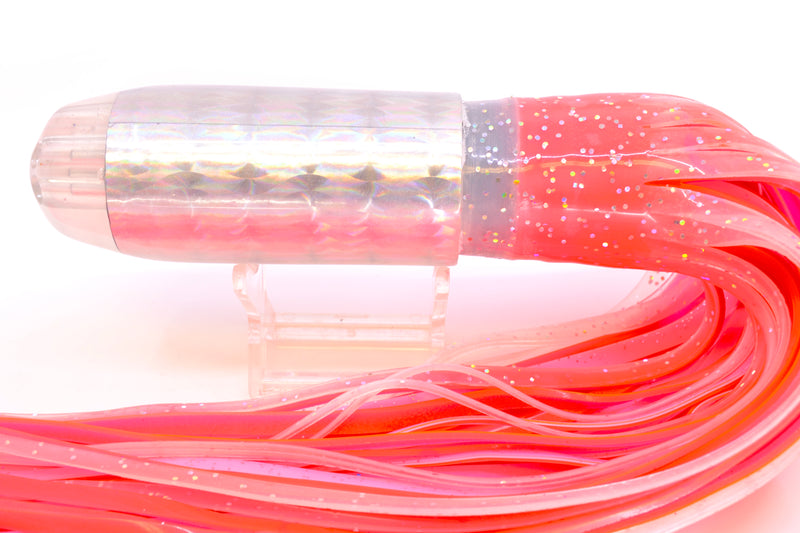 Jackpot Lures Silver Rainbow 5-Hole Medium Torpedo 12" 15oz Triple Skirted Clear/Pink