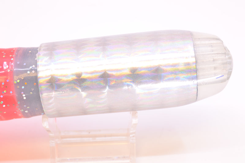 Jackpot Lures Silver Rainbow 5-Hole Medium Torpedo 12" 15oz Triple Skirted Clear/Pink