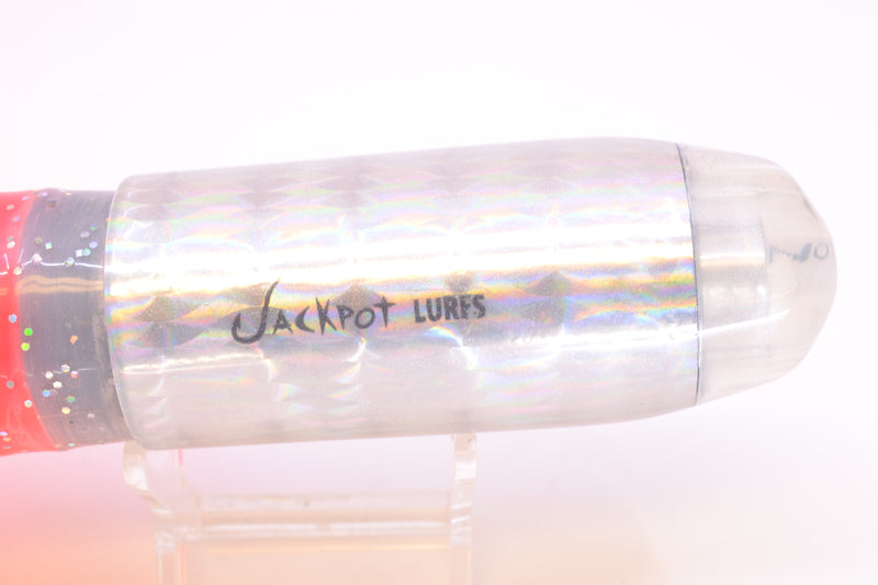 Jackpot Lures Silver Rainbow 5-Hole Medium Torpedo 12" 15oz Triple Skirted Clear/Pink