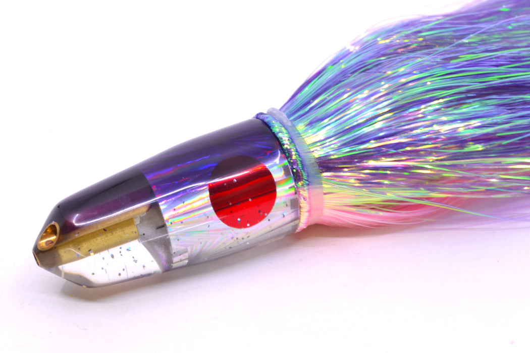 Tanigawa Lures Silver Starburst Purple Back 2-Hole Bullet 7" 6oz Flashabou Purple-Pink