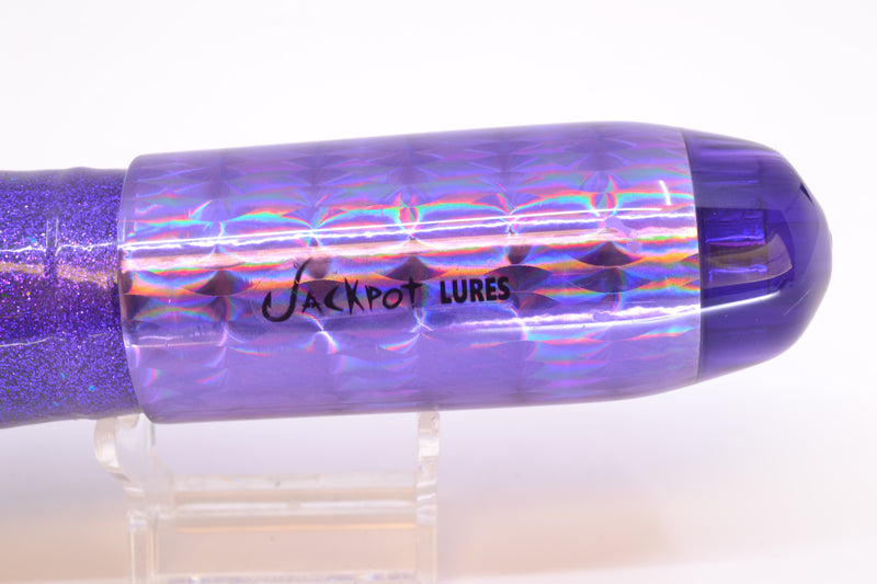 Jackpot Lures Purple Rainbow 5-Hole Medium Torpedo 12" 15oz Triple Skirted Purple/Green/Black