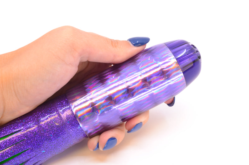 Jackpot Lures Purple Rainbow 5-Hole Medium Torpedo 12" 15oz Triple Skirted Purple/Green/Black