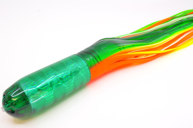 Jackpot Lures Green Rainbow 5-Hole Medium Torpedo 12" 15oz Triple Skirted Guacamaya