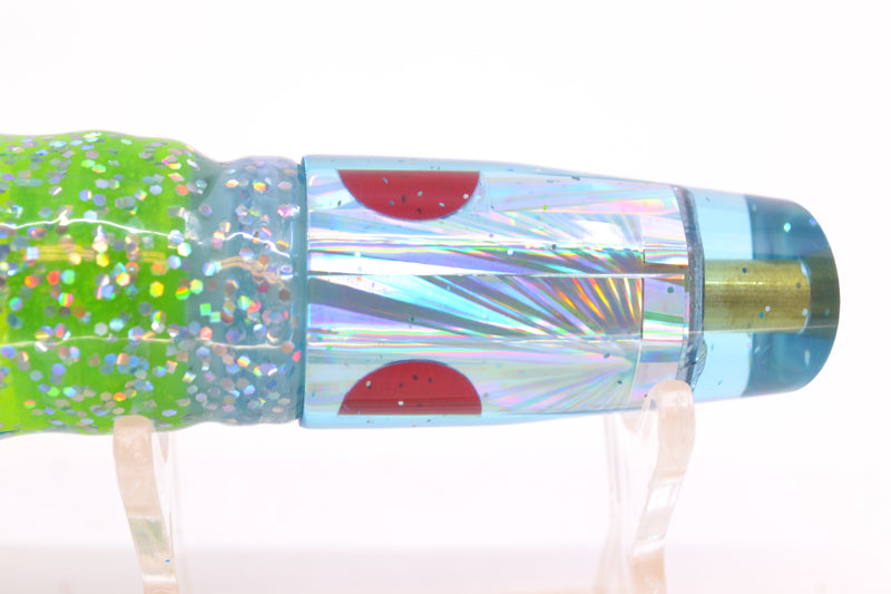 Tanigawa Lures Ice Blue Starburst Red Eyes Small Slant 7" 4oz Skirted Ice Blue/Rainbow