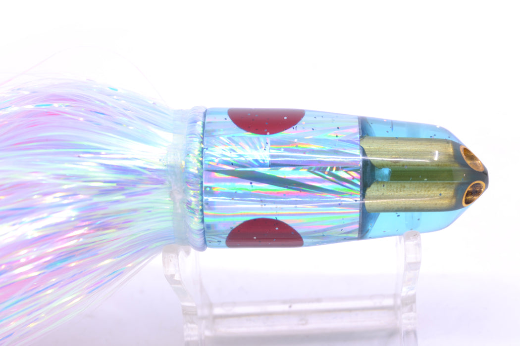 Tanigawa Lures Ice Blue Starburst Red Eyes 2-Hole Bullet 7" 6oz Flashabou Ice Blue/Pink