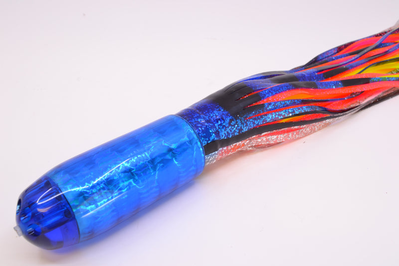 Jackpot Lures Blue Rainbow 5-Hole Medium Torpedo 12" 15oz Triple Skirted Black & Blue-Silver Bars