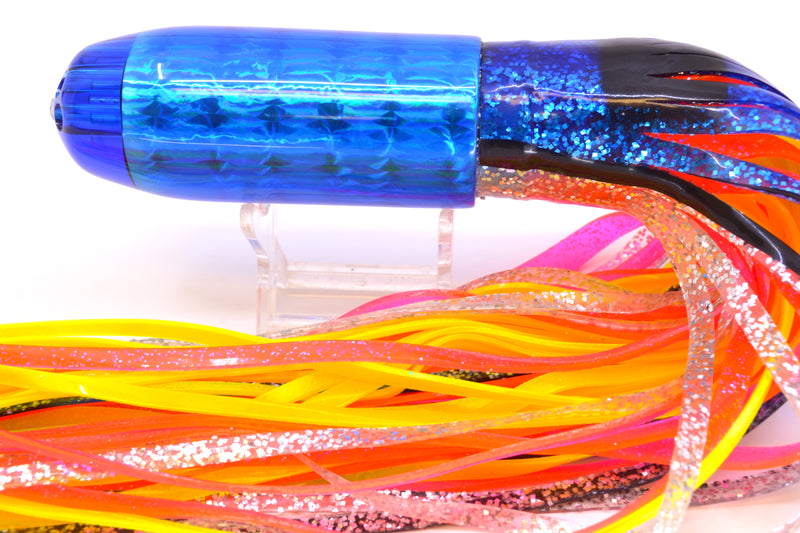Jackpot Lures Blue Rainbow 5-Hole Medium Torpedo 12" 15oz Triple Skirted Black & Blue-Silver Bars