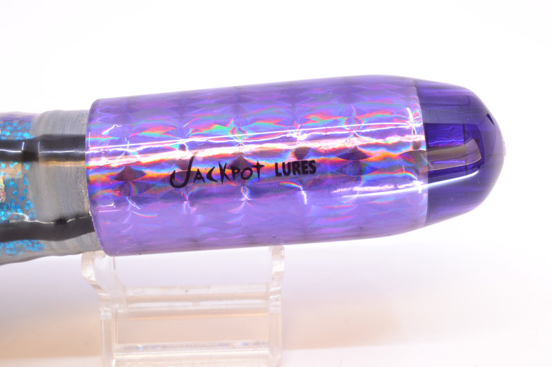 Jackpot Lures Purple Rainbow 5-Hole Medium Torpedo 12" 15oz Triple Skirted Purple Skipjack