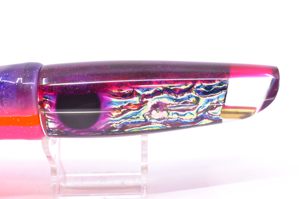 Coggin Lures Purple-Blue-Pink Dichro Purple Back Old Style Stick Swimmer 12" 8oz Skirted