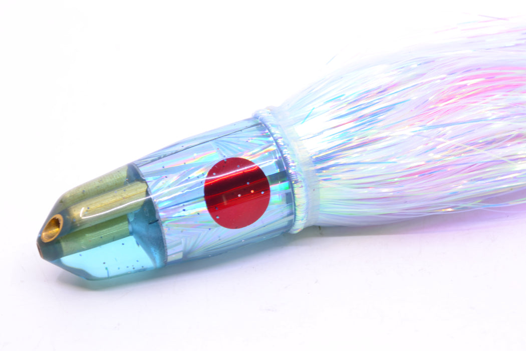 Tanigawa Lures Ice Blue Starburst Red Eyes 2-Hole Bullet 7" 6oz Flashabou Ice Blue/Pink