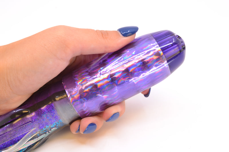 Jackpot Lures Purple Rainbow 5-Hole Medium Torpedo 12" 15oz Triple Skirted Purple Skipjack
