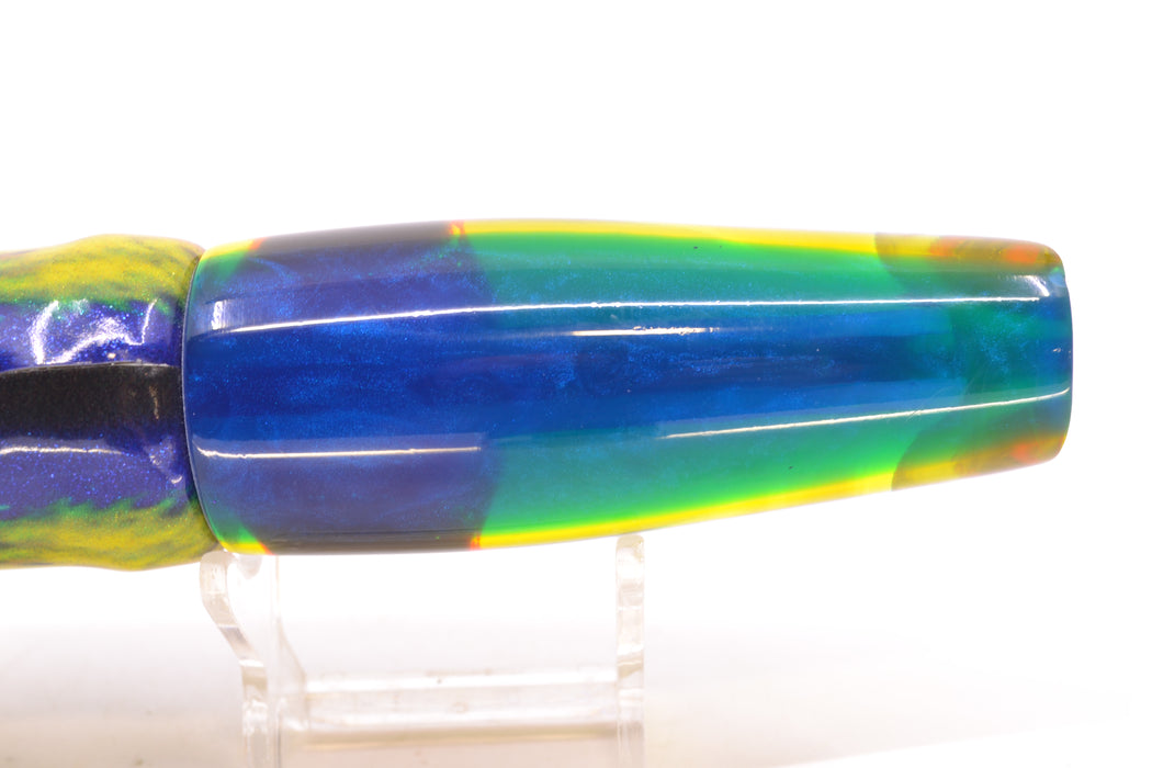 Coggin Lures White Glass Blue-Yellow Back Old Style Stick Troll Swimmer 12" 5oz FT Vinyl