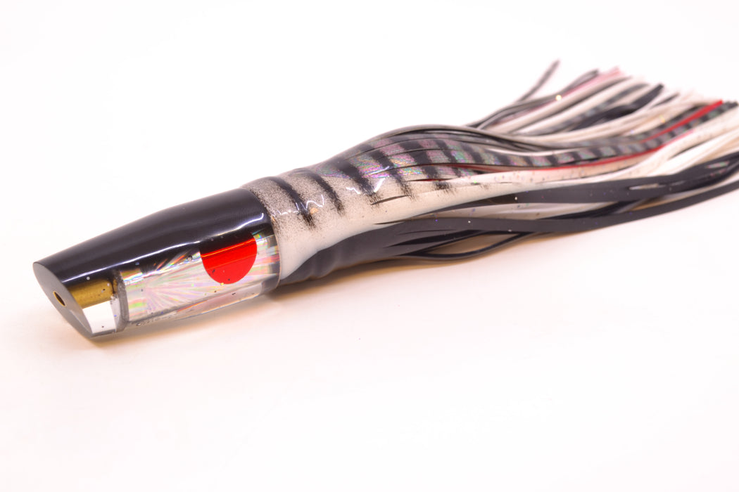 Tanigawa Lures Silver Starburst Black Back Red Eyes Small Slant 7" 4oz Skirted White-Black GZE