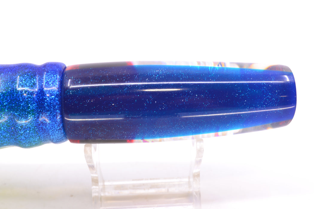 Coggin Lures Ice Rainbow Dichro Blue Back Enticer Swimmer 12" 7oz Skirted Blue-Silver