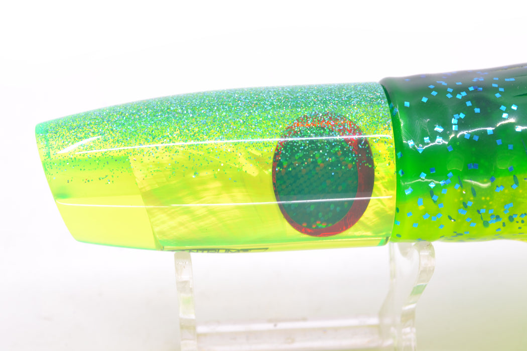 TANTRUM Lures Chartreuse MOP Ice Blue Back Medium Plunger 9" 5oz Skirted Mahi