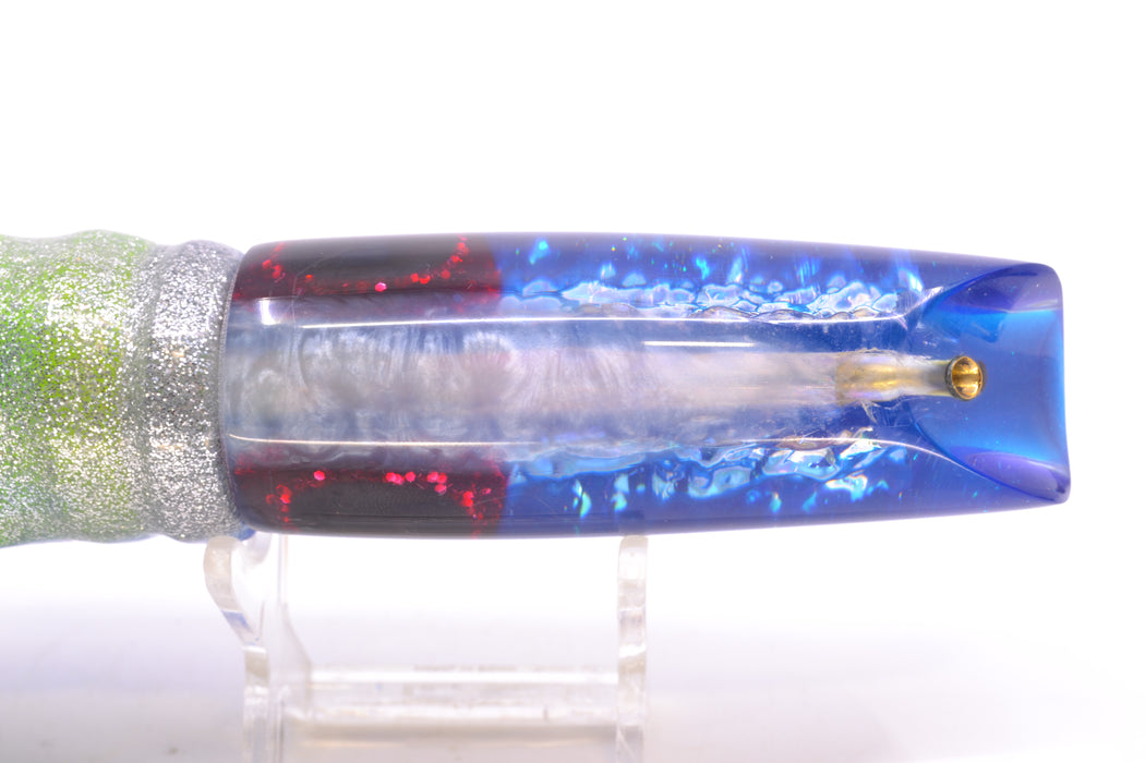 Coggin Lures Ice Rainbow Dichro Blue Back Enticer Swimmer 12" 7oz Skirted Blue-Silver