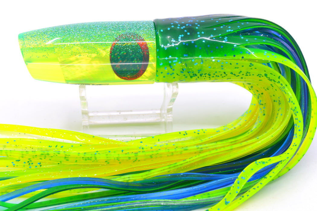 TANTRUM Lures Chartreuse MOP Ice Blue Back Medium Plunger 9" 5oz Skirted Mahi