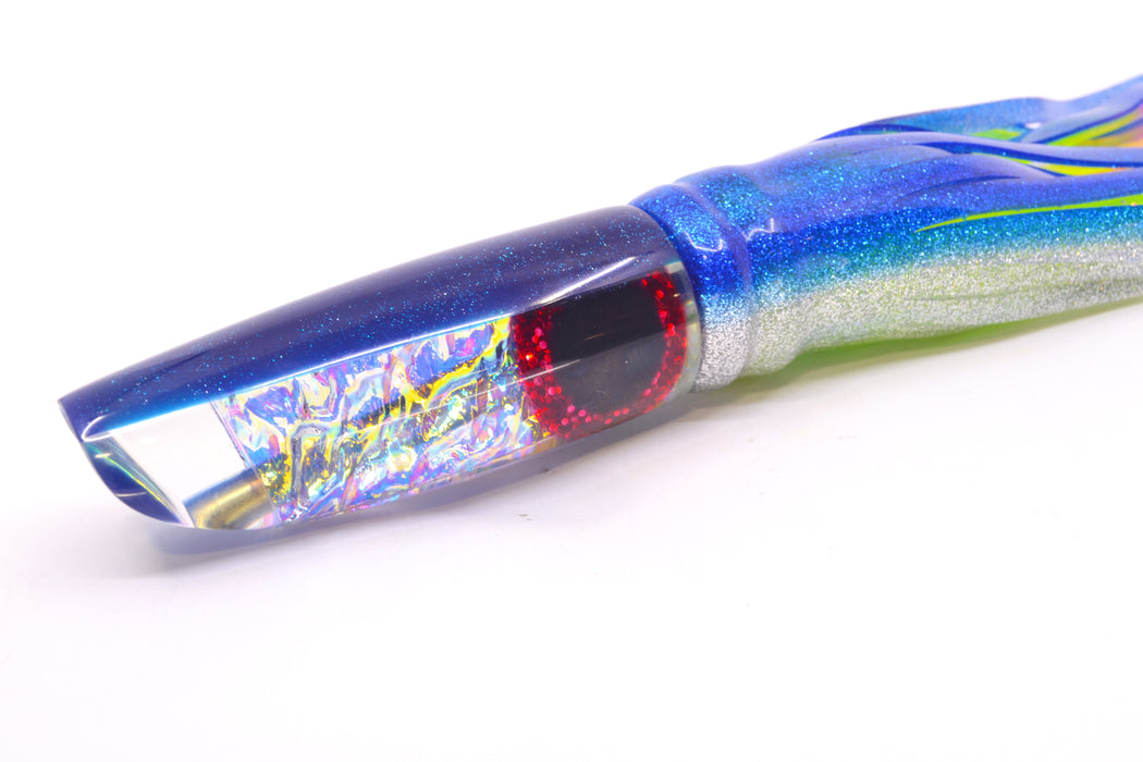Coggin Lures Ice Rainbow Dichro Blue Back Enticer Swimmer 12" 7oz Skirted Blue-Silver