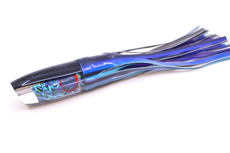 TANTRUM Lures Paua Shell Black Back Large Plunger 12" 7.5oz Fire Tailz Vinyl Skipjack