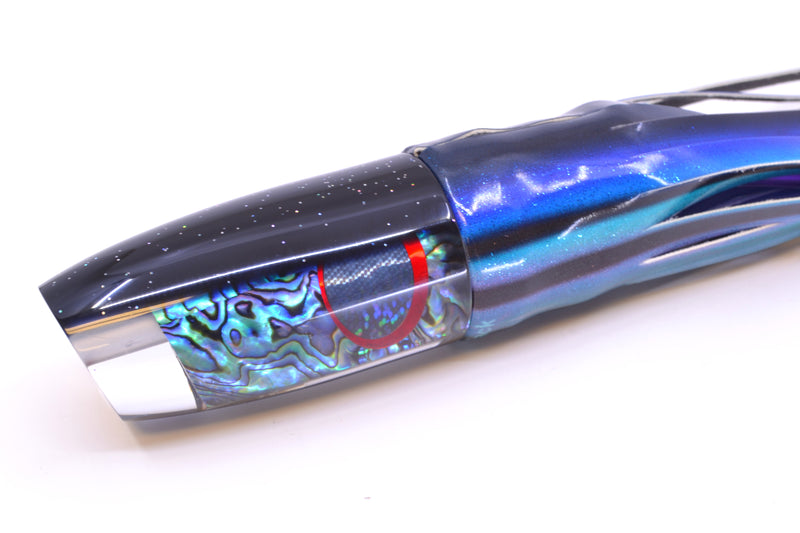 TANTRUM Lures Paua Shell Black Back Large Plunger 12" 7.5oz Fire Tailz Vinyl Skipjack