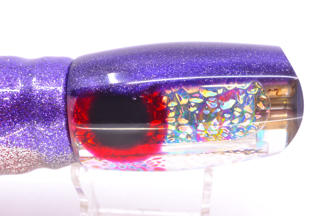 Coggin Lures Ice Rainbow Dichro Purple Back 4-Hole Tado Mauna Loa Scoop 12" 9oz Skirted