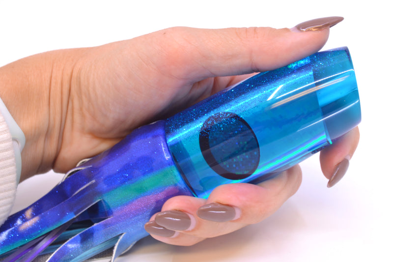 TANTRUM Lures Teal Rainbow Blue Back Large Plunger 12" 7.5oz Fire Tailz Vinyl Blueberry