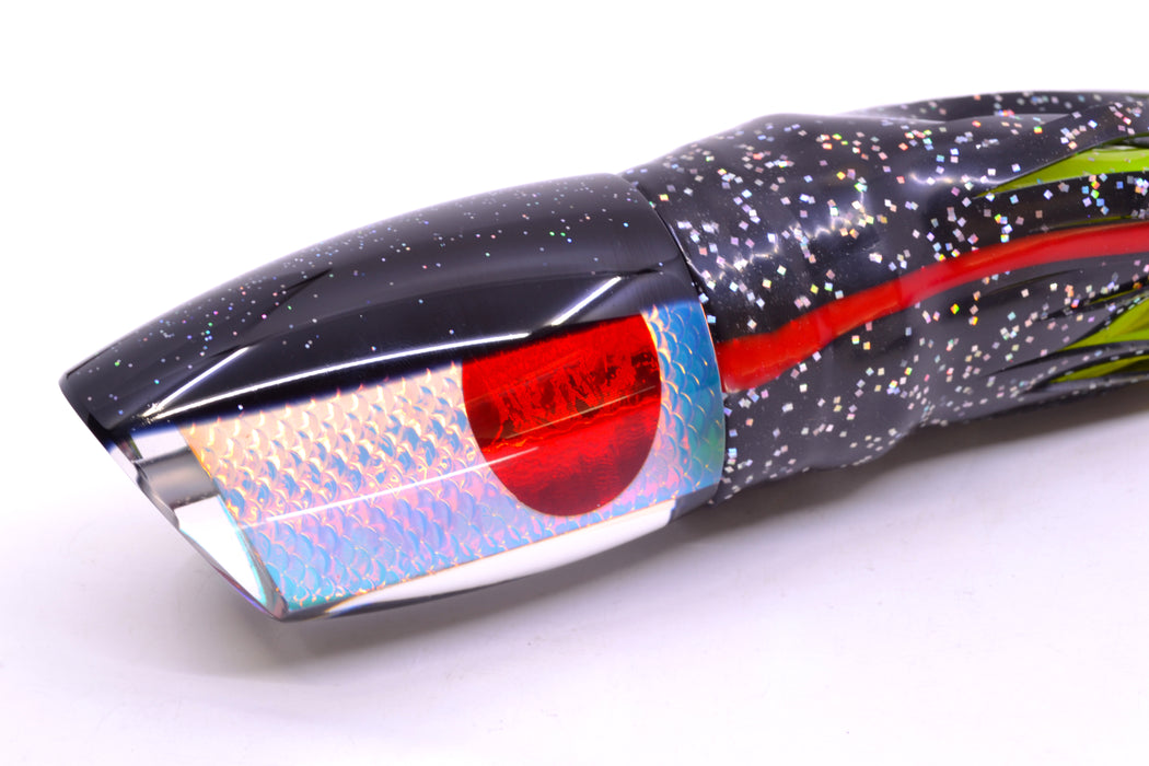 TANTRUM Lures Rainbow Scale Black Back Kona Cut XL Bandit 14" 14.5oz Skirted Black/Rainbow