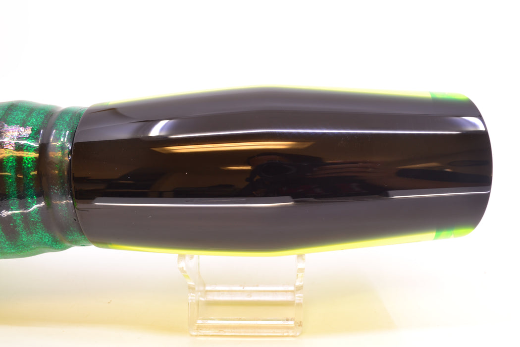 Moyes Lures Chartreuse MOP Black Back Razo Teaser 16" 29oz Skirted Green Aurora GZE