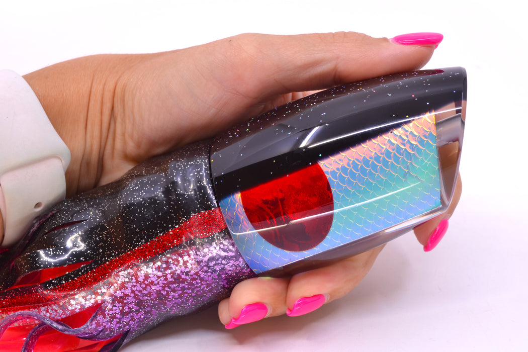 TANTRUM Lures Rainbow Scale Black Back Kona Cut XL Bandit 14" 14.5oz Skirted Black-Purple