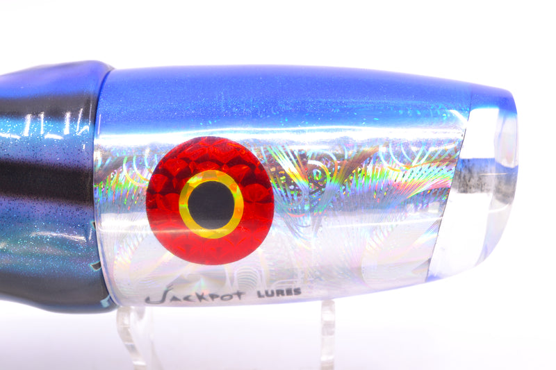 Jackpot Lures Silver Rainbow Blue Back Cameltoe 14" 10.6oz Fire Tailz Vinyl Skipjack