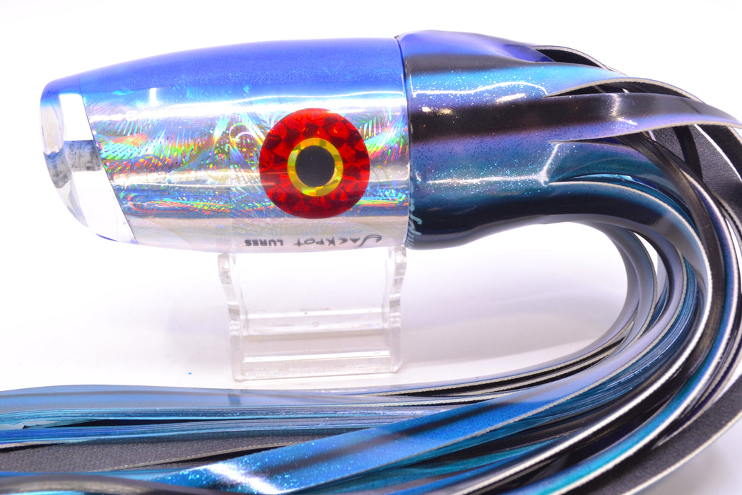 Jackpot Lures Silver Rainbow Blue Back Cameltoe 14" 10.6oz Fire Tailz Vinyl Skipjack