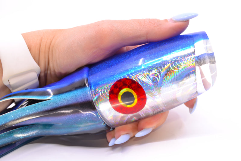 Jackpot Lures Silver Rainbow Blue Back Cameltoe 14" 10.6oz Fire Tailz Vinyl Skipjack